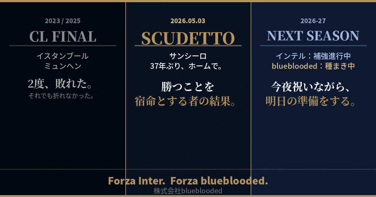 優勝した夜に、来期の準備をする ——インテルと、blueblooded今期の軌跡の画像