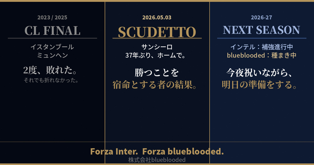 優勝した夜に、来期の準備をする ——インテルと、blueblooded今期の軌跡の画像