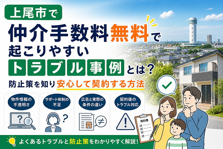上尾市で仲介手数料無料で起こりやすいトラブル事例とは？防止策を知り安心して契約する方法の画像