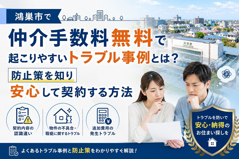 鴻巣市で仲介手数料無料で起こりやすいトラブル事例とは？防止策を知り安心して契約する方法の画像