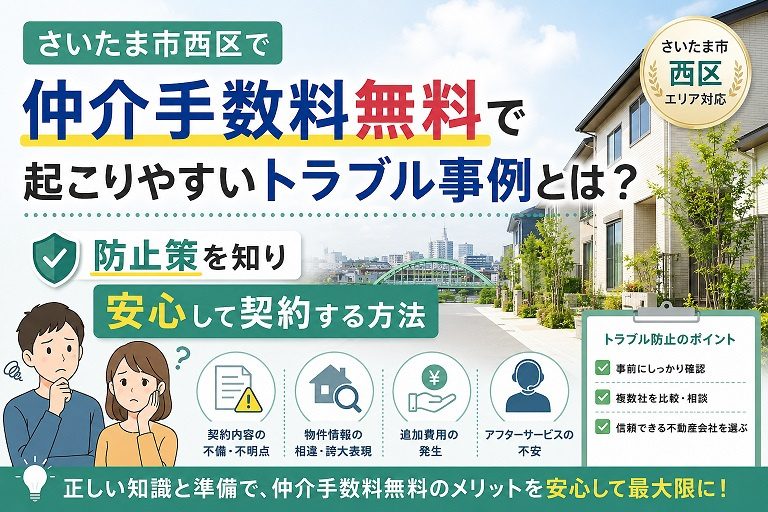 さいたま市西区で仲介手数料無料で起こりやすいトラブル事例とは？防止策を知り安心して契約する方法の画像