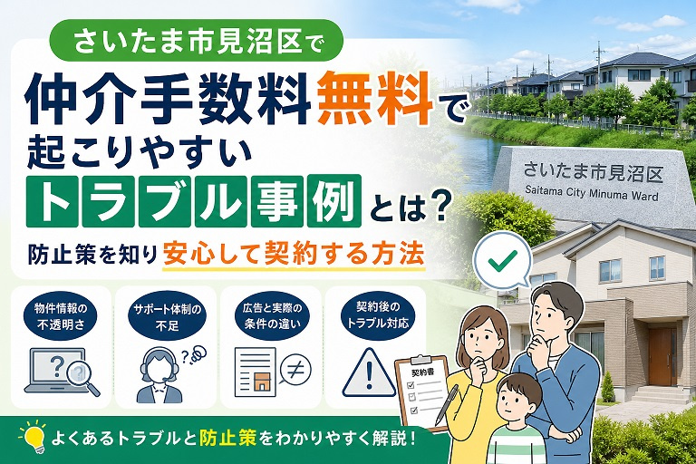 さいたま市見沼区で仲介手数料無料で起こりやすいトラブル事例とは？防止策を知り安心して契約する方法の画像