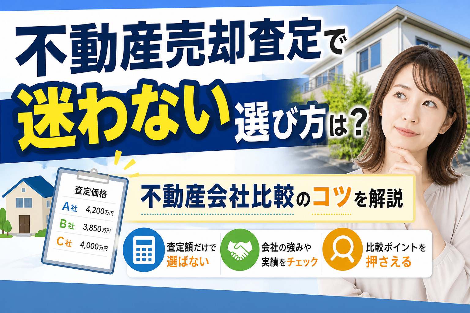 不動産売却査定で迷わない選び方は？不動産会社比較のコツを解説の画像