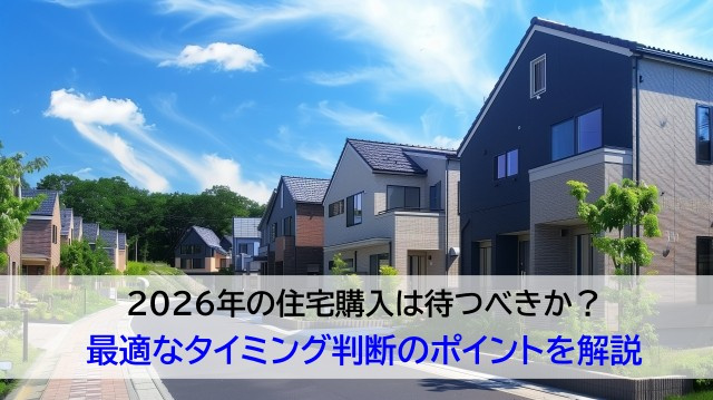 2026年の住宅購入は待つべきか？最適なタイミング判断のポイントを解説の画像