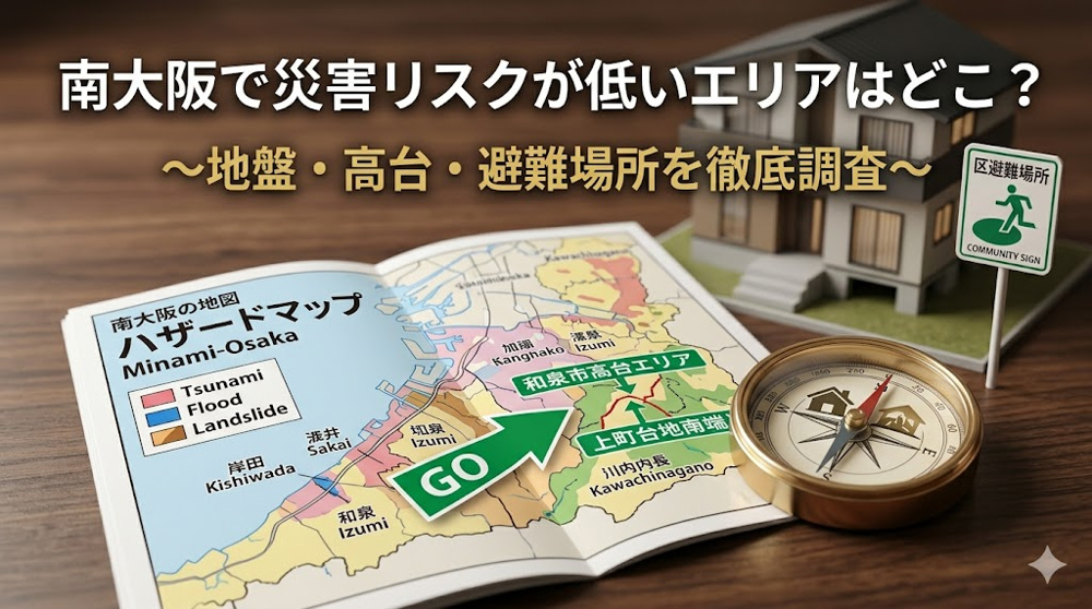 南大阪で災害リスクが低いエリアはどこ？地形とハザードマップから災害に強い街を選ぶ方法の画像