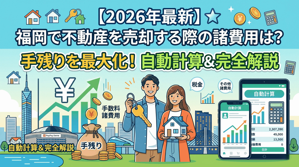 【2026年最新】福岡で不動産を売却する際の諸費用は？手残りを最大化する自動計算＆完全解説の画像