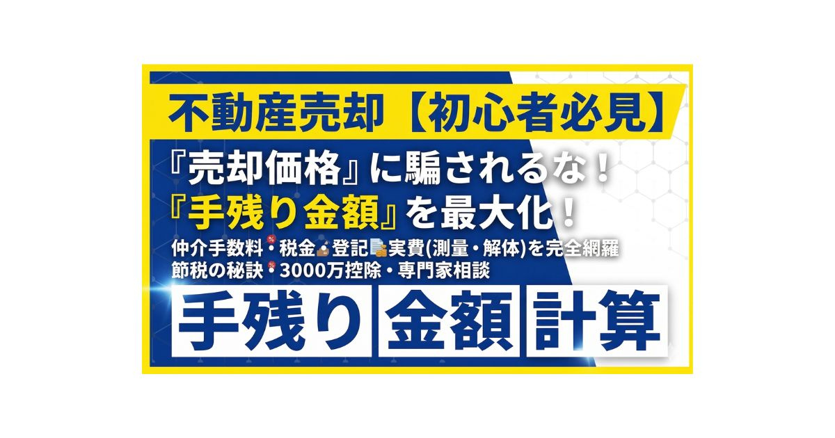 名古屋市中村区の不動産売却｜売却費用・税金・手残りを初心者向けに分かりやすく解説の画像