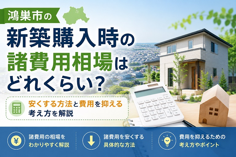 鴻巣市の新築購入時の諸費用相場はどれくらい？安くする方法と費用を抑える考え方を解説の画像