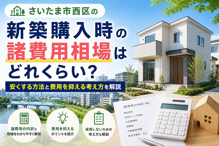 さいたま市西区の新築購入時の諸費用相場はどれくらい？安くする方法と費用を抑える考え方を解説の画像