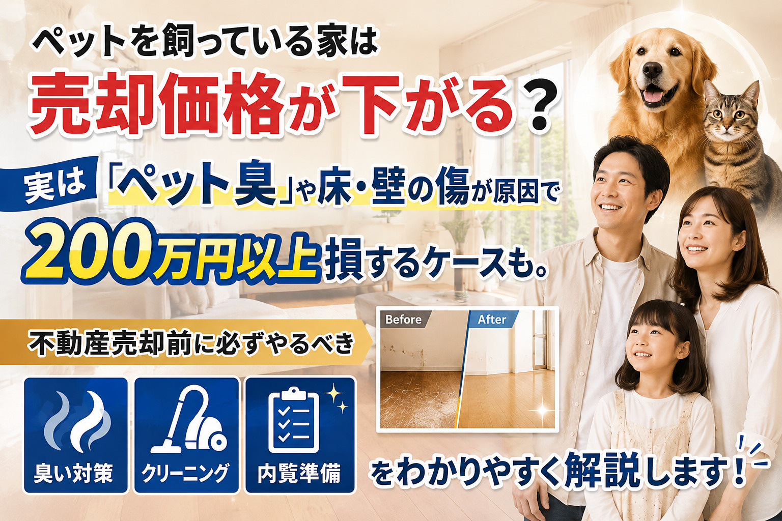 ペットがいる家を売る時に、必ず気をつけなければいけないポイント 〜ペット臭で200万円損する現実〜の画像