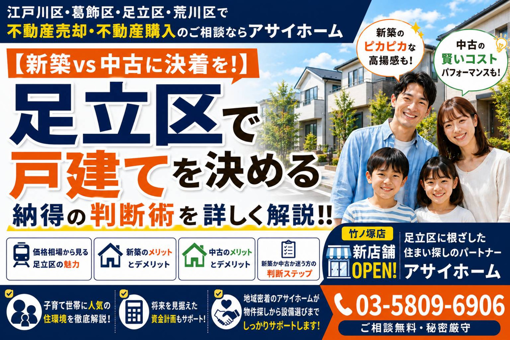 【新築vs中古に決着を!】足立区で戸建てを決める納得の判断術を詳しく解説！！の画像