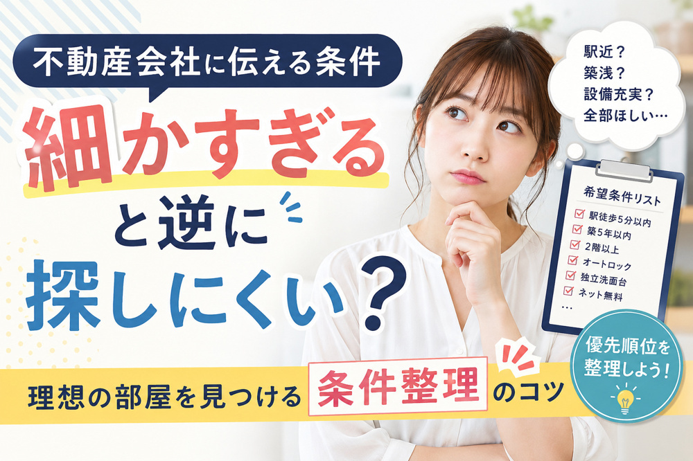 不動産会社に伝える条件、細かすぎると逆に探しにくい？理想条件の整理方法を解説の画像