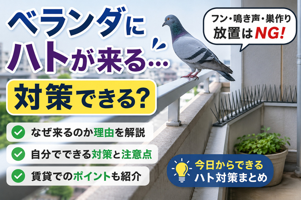 ベランダにハトが来る…対策できる？｜賃貸で気を付けたいポイントの画像