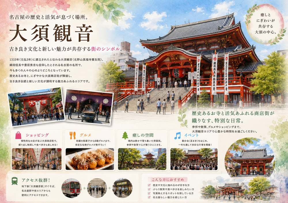 名古屋のランドマーク紹介「大須観音」の画像