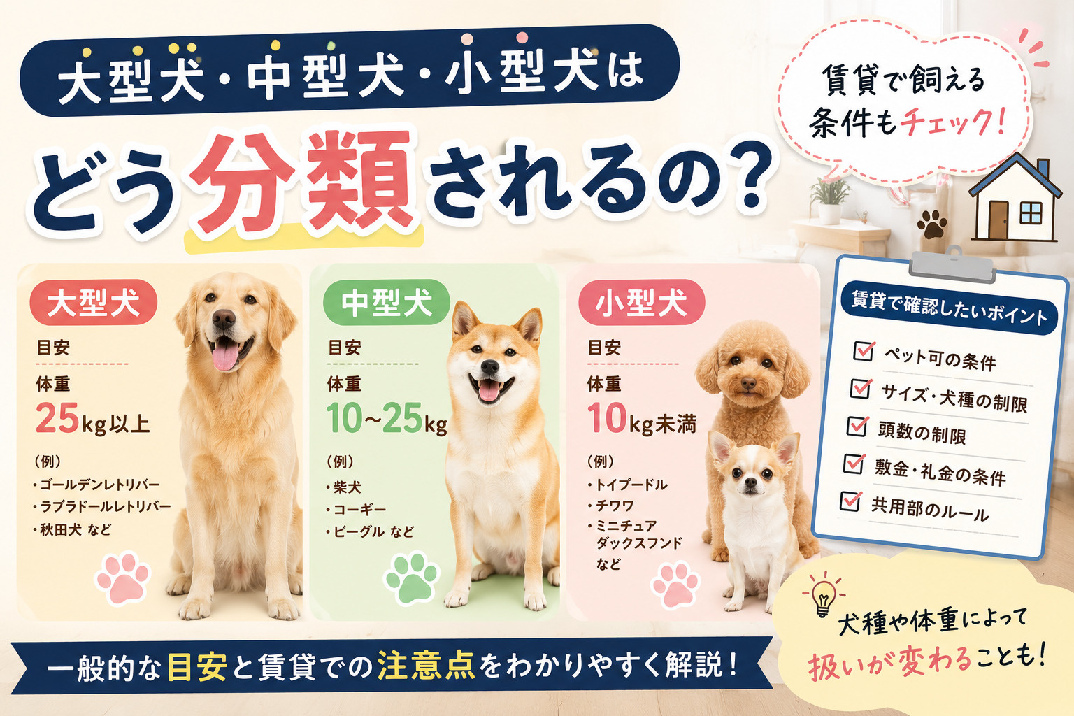 大型犬・中型犬・小型犬ってどう分類されるの？賃貸で確認したいポイントも解説の画像