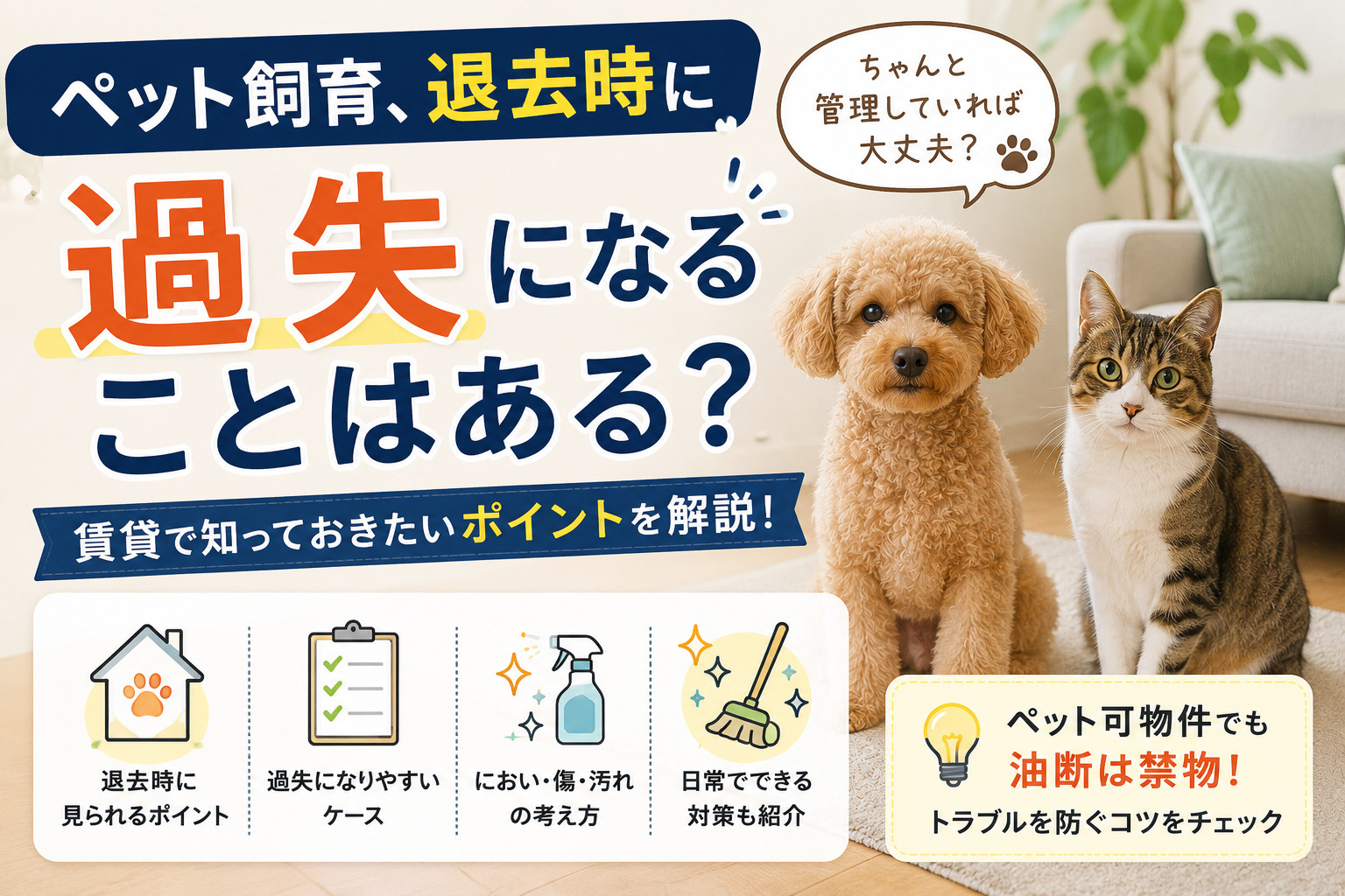 ペット飼育で退去費用は増える？｜賃貸で“過失”になりやすいケースとはの画像