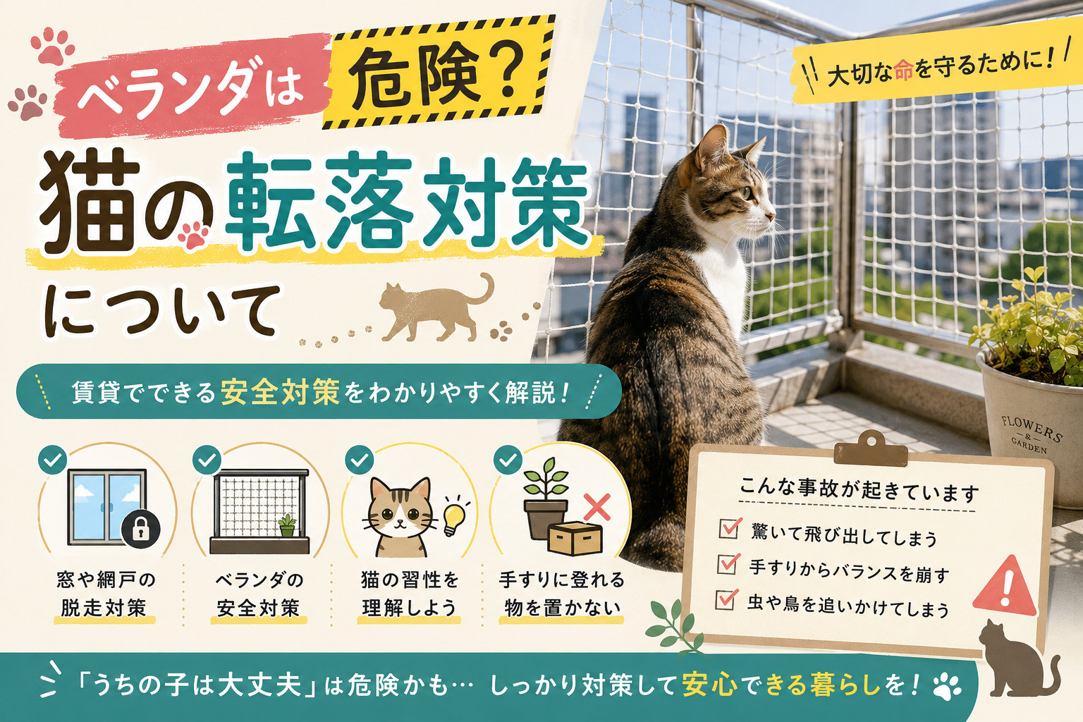ベランダは危険？｜賃貸で知っておきたい猫の転落対策とはの画像
