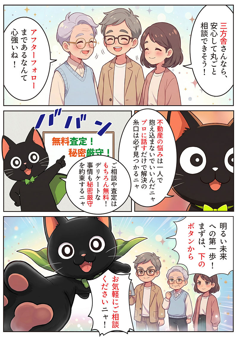 【漫画で解説！】複雑な不動産売却をは三方舎にお任せください｜マンガ④