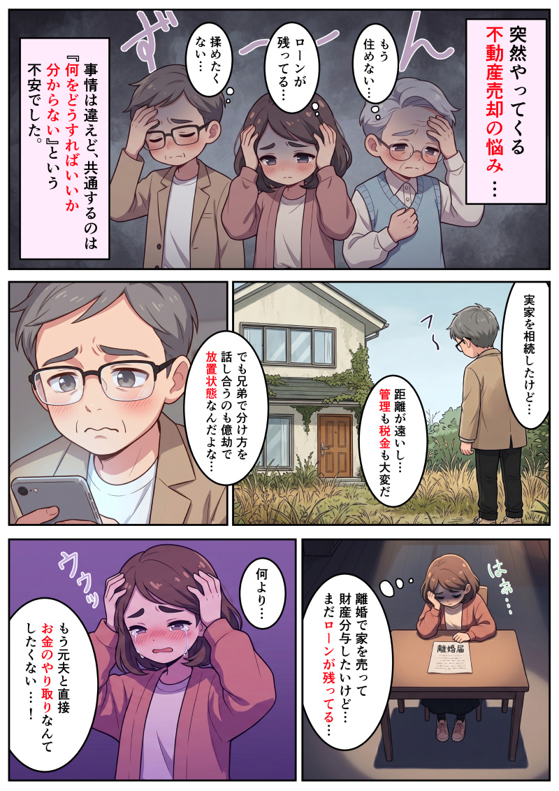 【漫画で解説！】複雑な不動産売却を三方舎がサポート！｜マンガ①