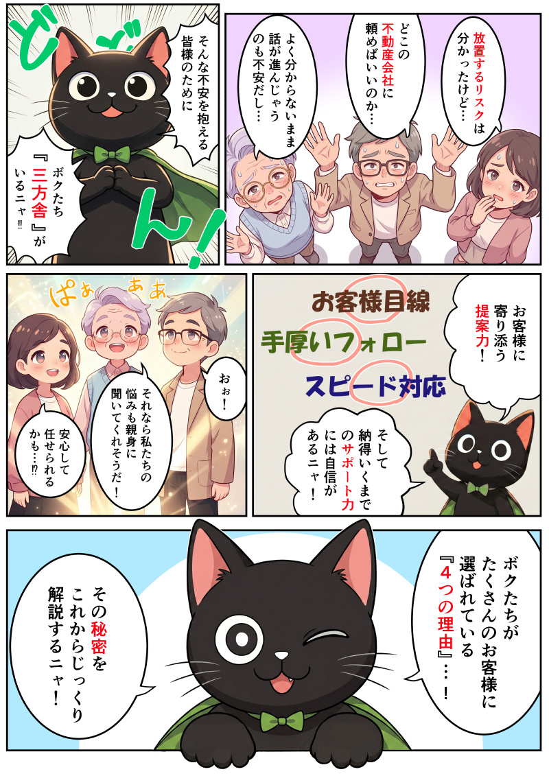 【漫画で解説！】三方舎が提供する4つのサポート｜マンガ③