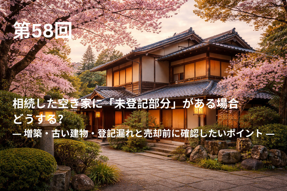 相続した空き家に「未登記部分」がある場合どうする？ ― 増築・古い建物・登記漏れと売却前に確認したいポイント ―の画像