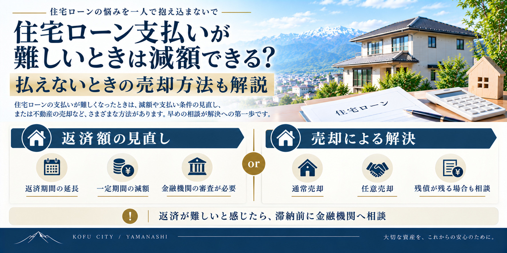 住宅ローン支払いが難しいときは減額できる?払えないときの売却方法も解説の画像