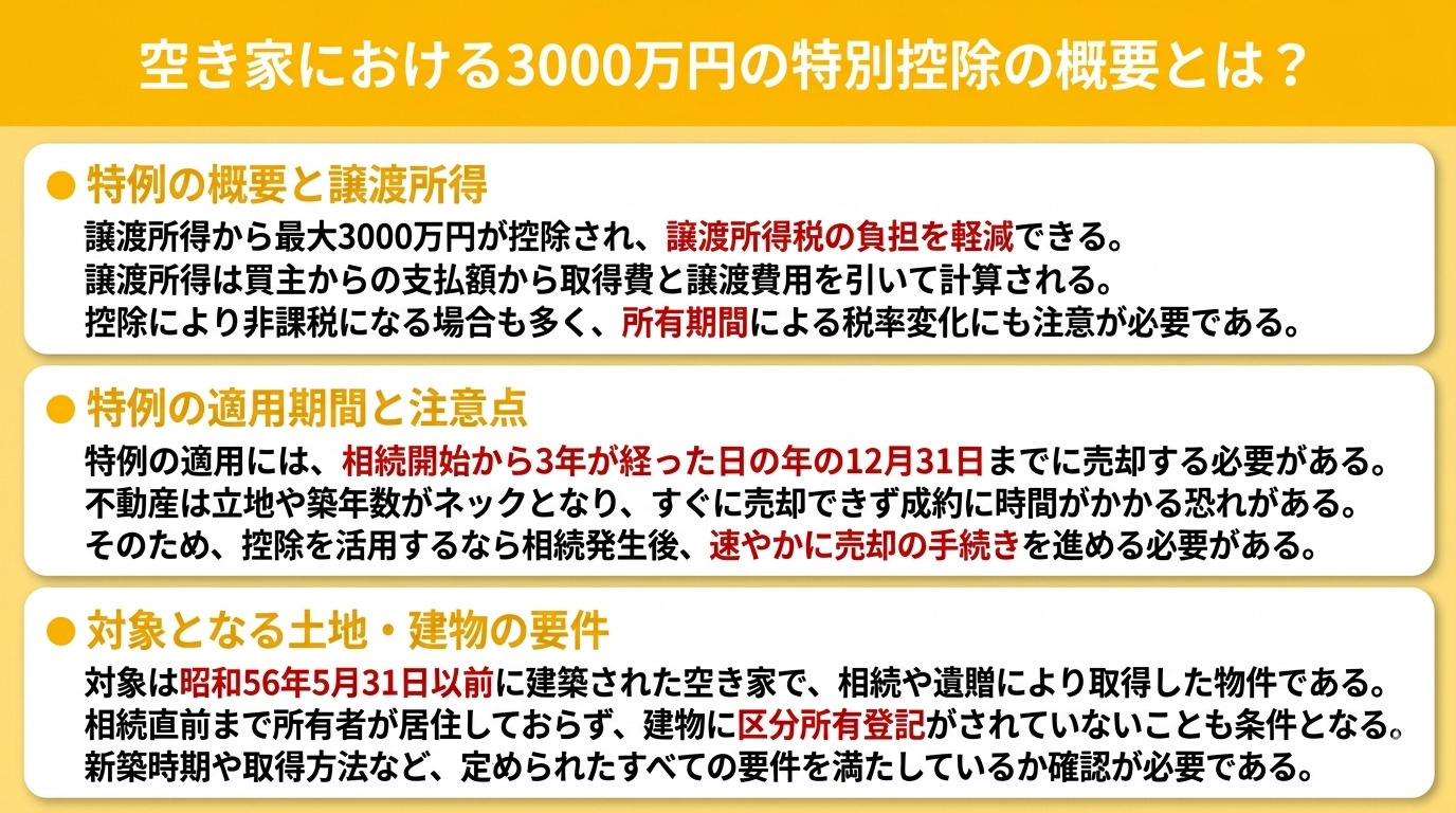 空き家における3000万円の特別控除の概要とは？
