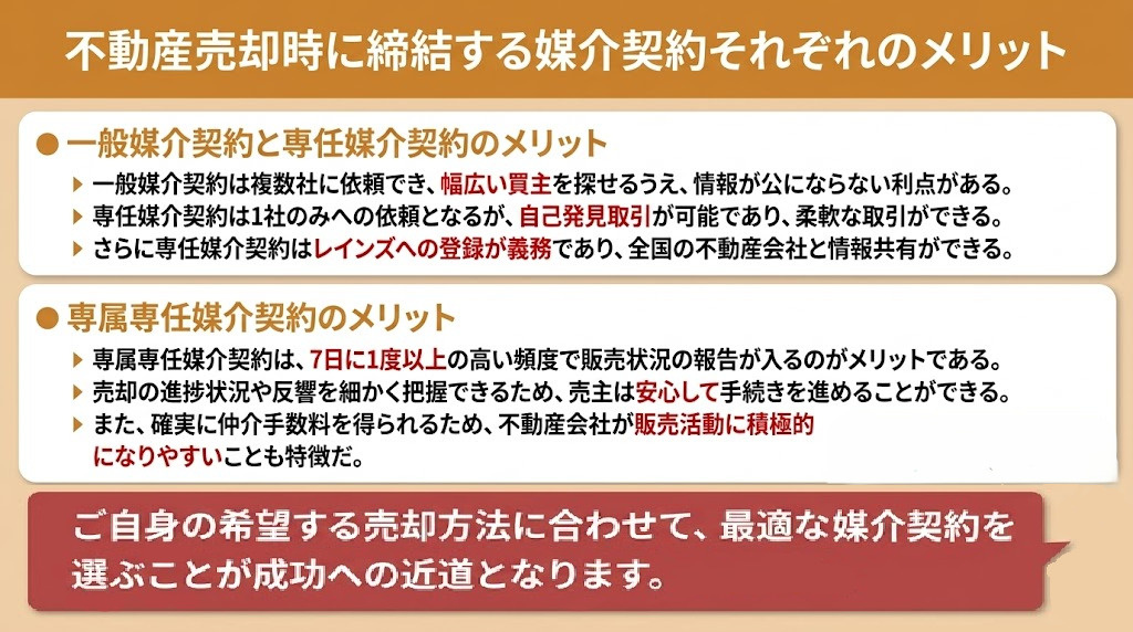 不動産売却時に締結する媒介契約それぞれのメリット