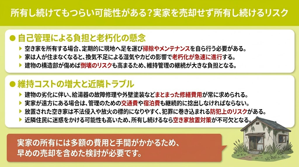 所有し続けてもつらい可能性がある？実家を売却せず所有し続けるリスク