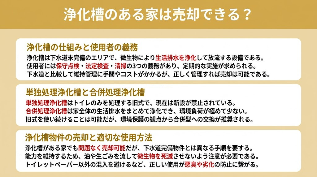 浄化槽のある家は売却できる？