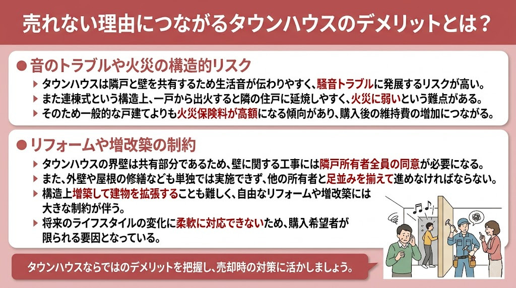 売れない理由につながるタウンハウスのデメリットとは？