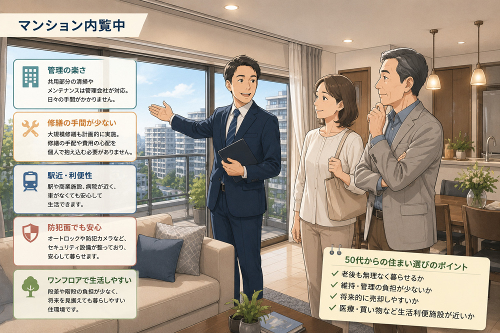 50代で家を買うならマンションはかなり合理的？管理の楽さと老後を考えた現実的な選択肢の画像