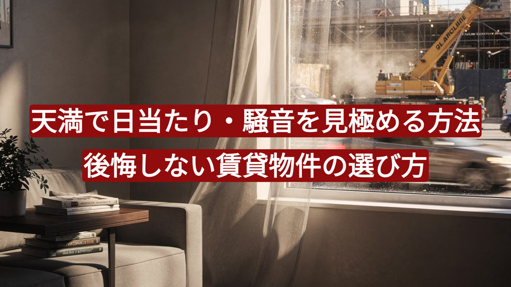 天満で日当たり・騒音を見極める方法｜後悔しない賃貸物件の選び方の画像