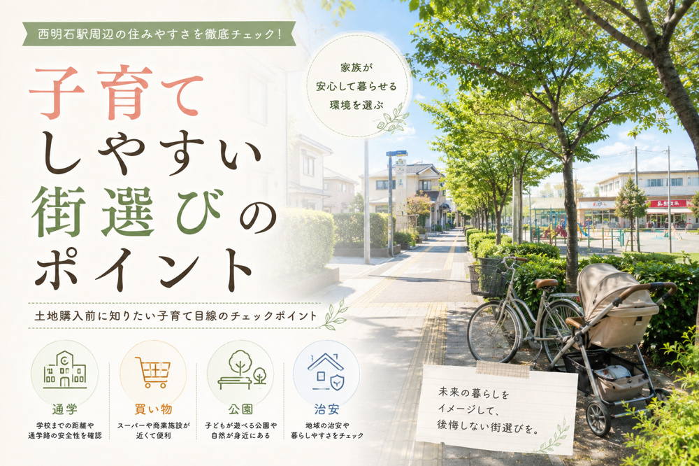 西明石駅の住みやすさは？土地購入前に知りたい子育て目線のチェックポイントの画像