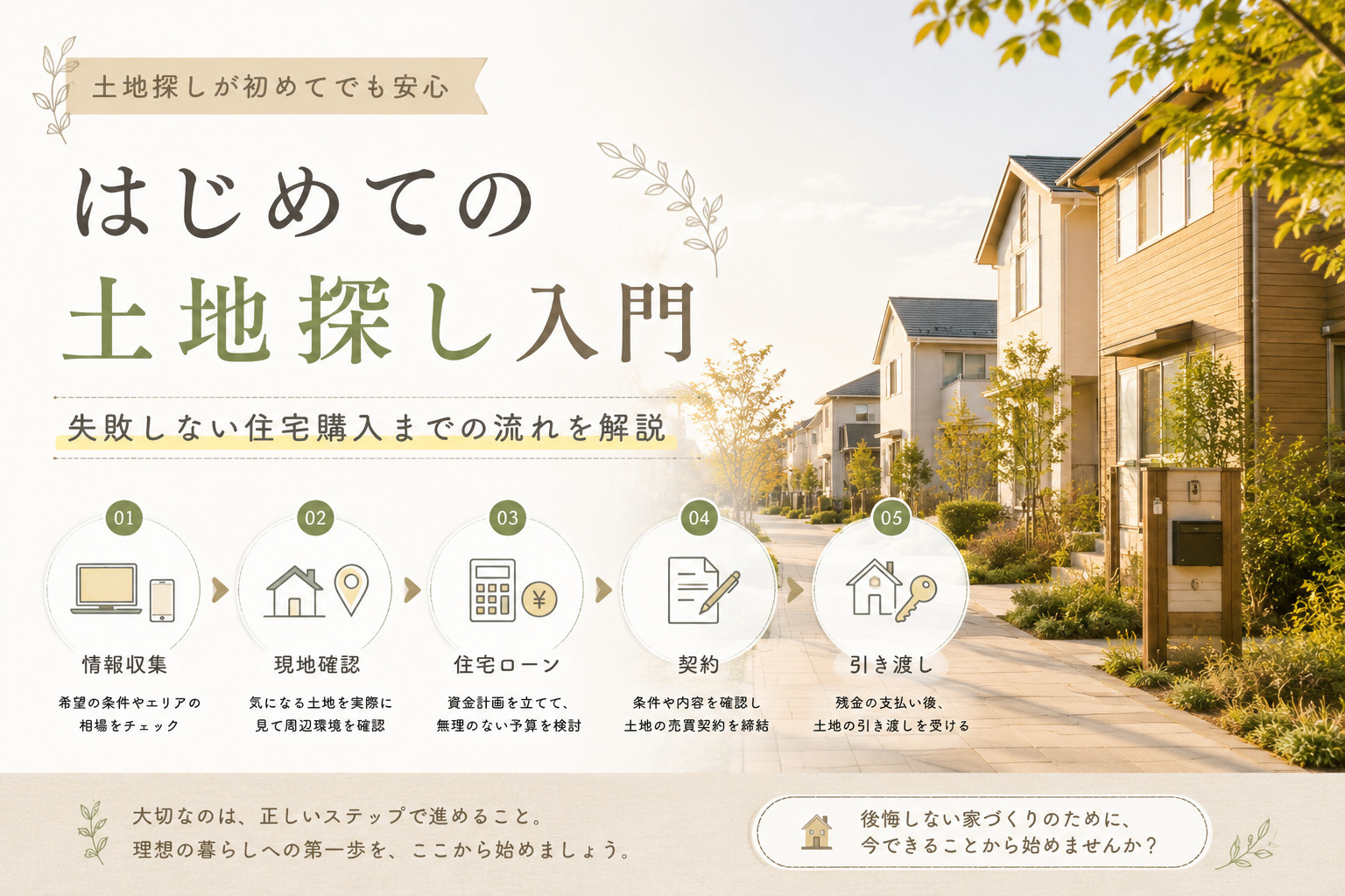 土地探しが初めてでも安心の進め方!失敗しない住宅購入までの流れを解説の画像