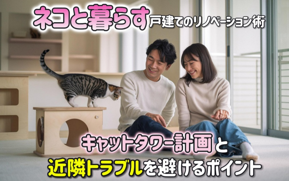 ネコと暮らす戸建ての為のリノベーション術！キャットタワー計画と近隣トラブルを避けるポイントの画像