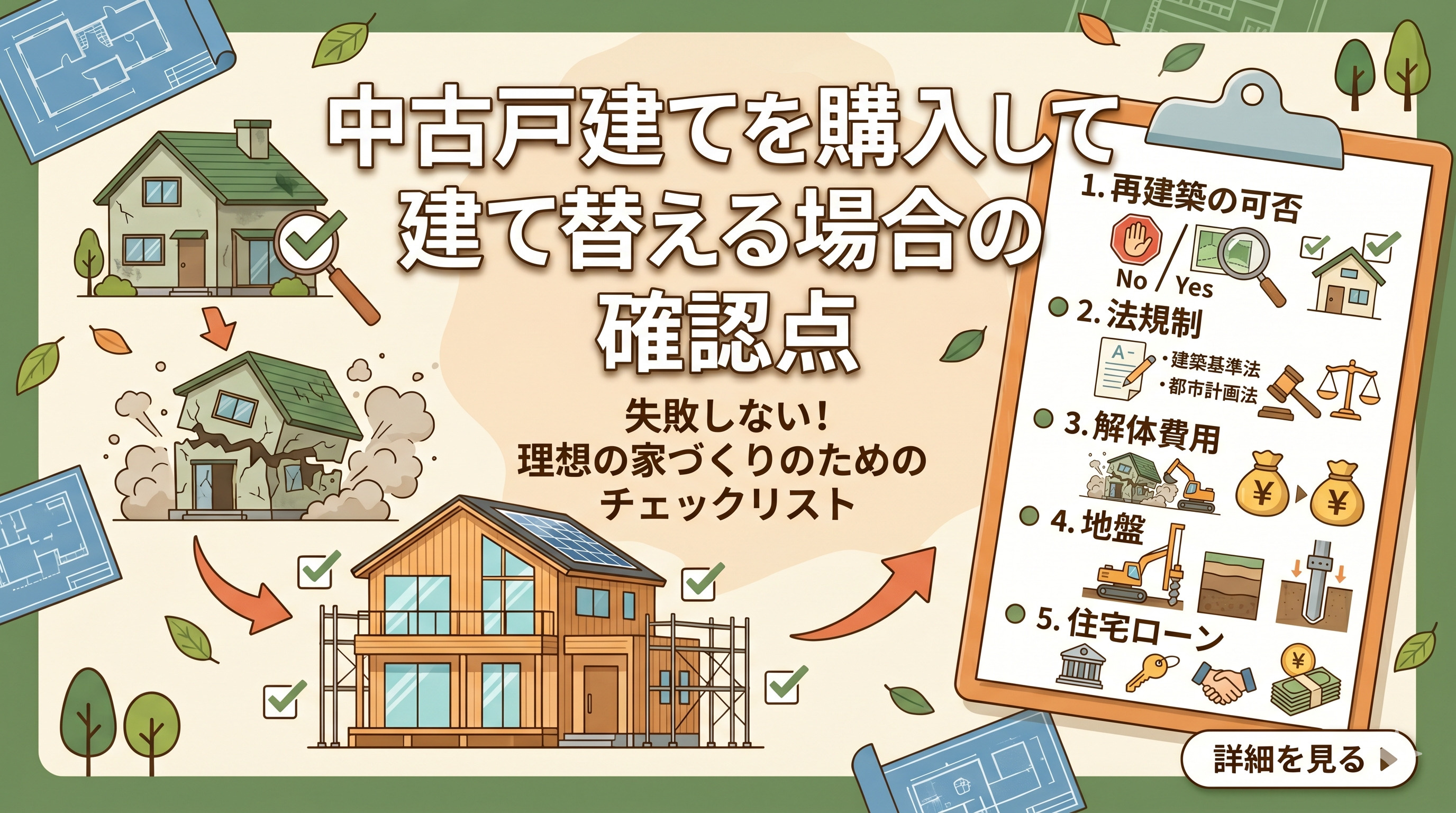 中古戸建てを購入して建て替える場合の確認点の画像