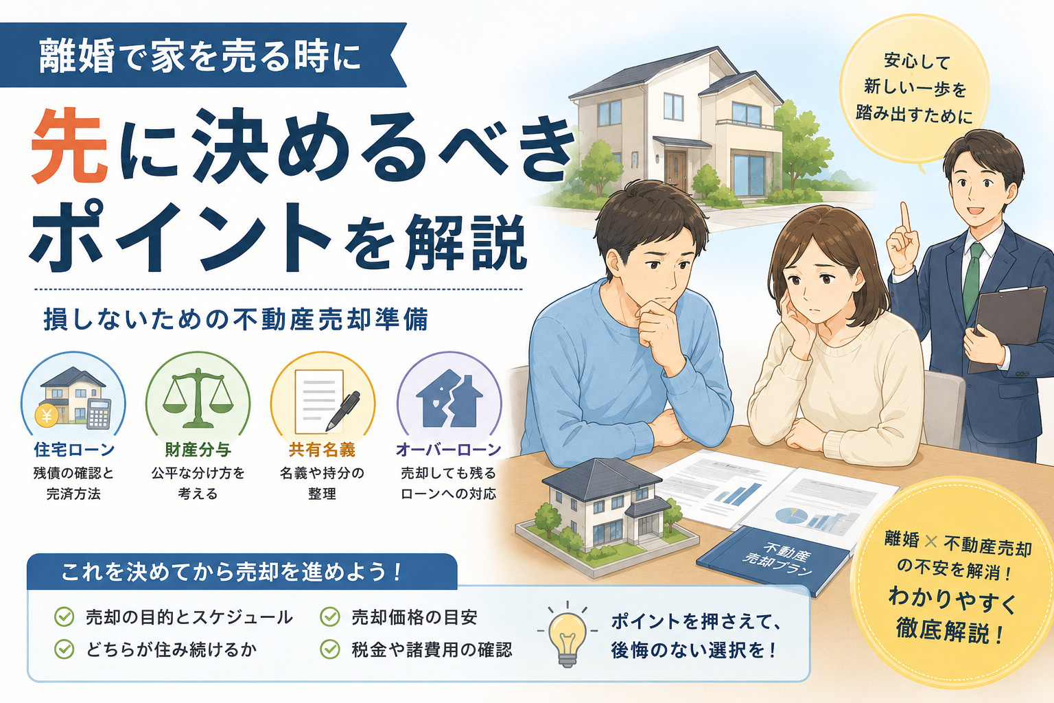 離婚で家を売る時、絶対に先に決めておくべきこと 財産分与で損しないための準備の画像