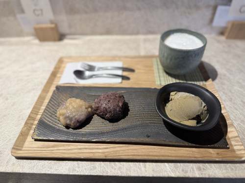 おはぎ 再出品 天然木とTOMOに滋賀ぶらり旅【マルレ・おはぎとほうじ茶アイスのセット