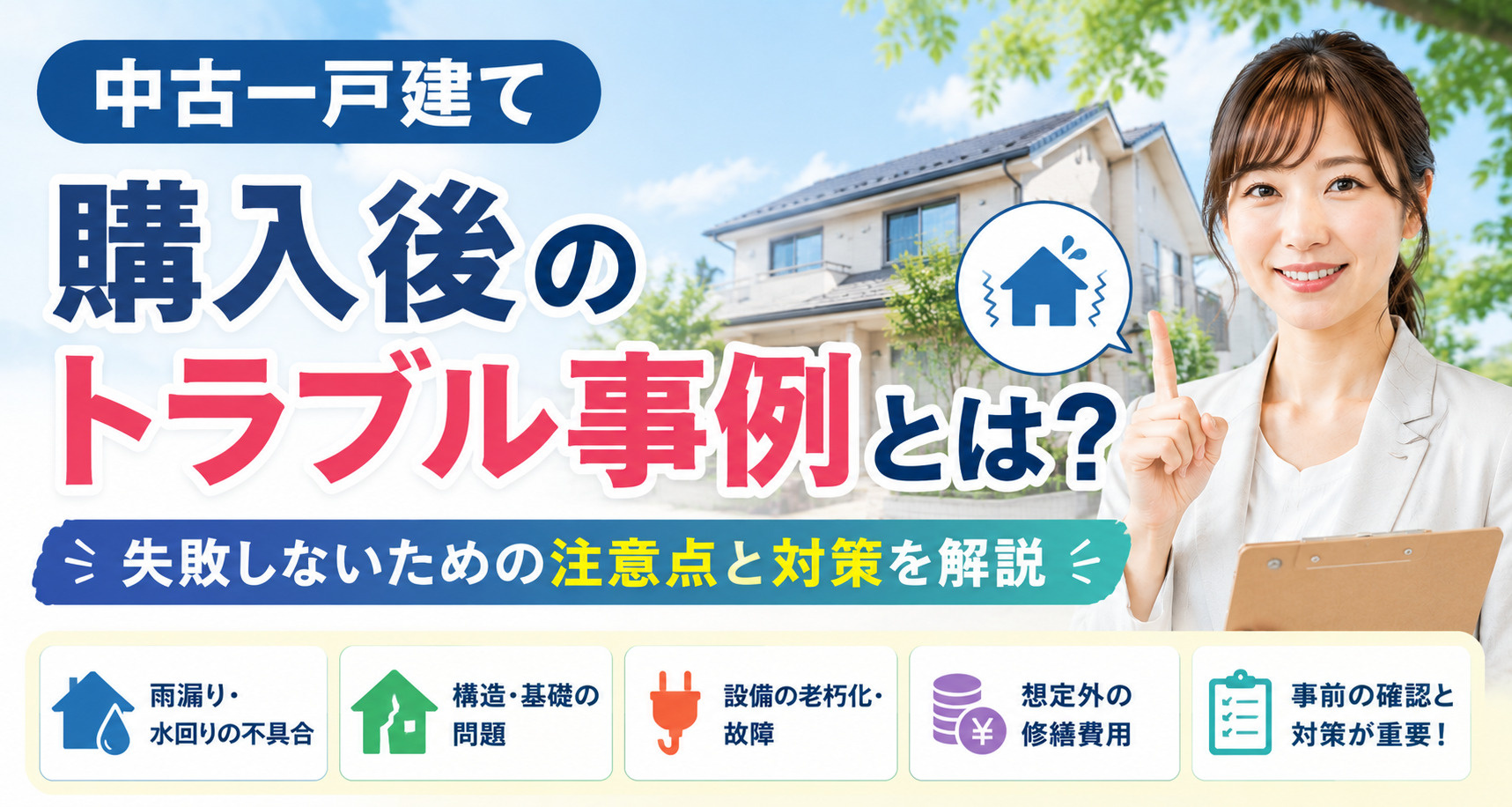 中古一戸建て購入後のトラブル事例とは？失敗しないための注意点と対策を解説の画像