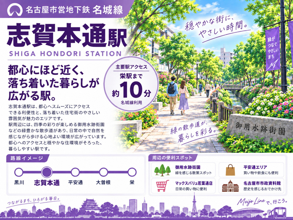 地下鉄名城線「志賀本通駅」は住みやすい？買い物・アクセス・学区・地価を解説の画像
