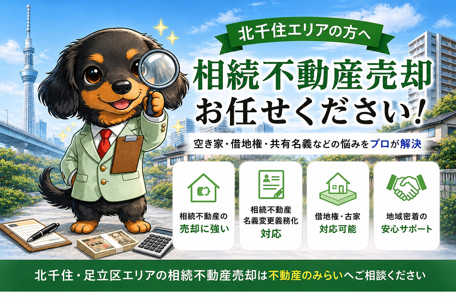 【北千住 相続不動産売却】空き家放置にうんざりしていませんか？｜借地権・共有名義・名義変更義務化も徹底解説｜不動産のみらいの画像