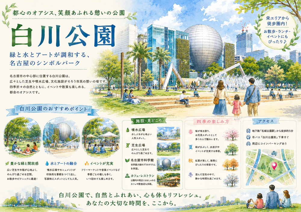  名古屋のランドマーク紹介「白川公園」の画像