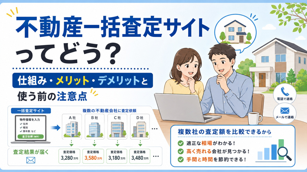 不動産一括査定サイトってどう？仕組み・メリット・デメリットと使う前の注意点の画像