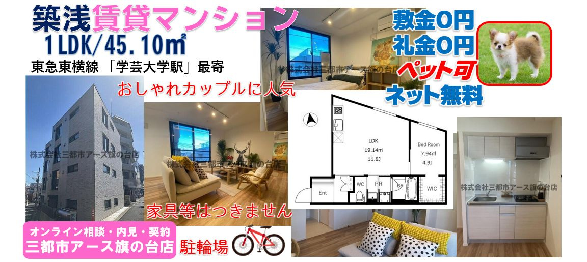 【敷礼０円×ペット可】築浅賃貸マンション1LDK｜目黒区碑文谷・学芸大学駅の画像