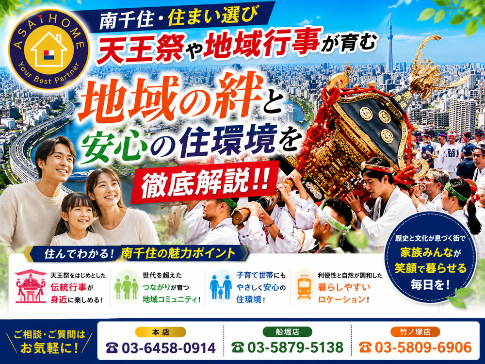 【南千住・住まい選び】天王祭や地域行事が育む「地域の絆」と安心の住環境を徹底解説！！の画像