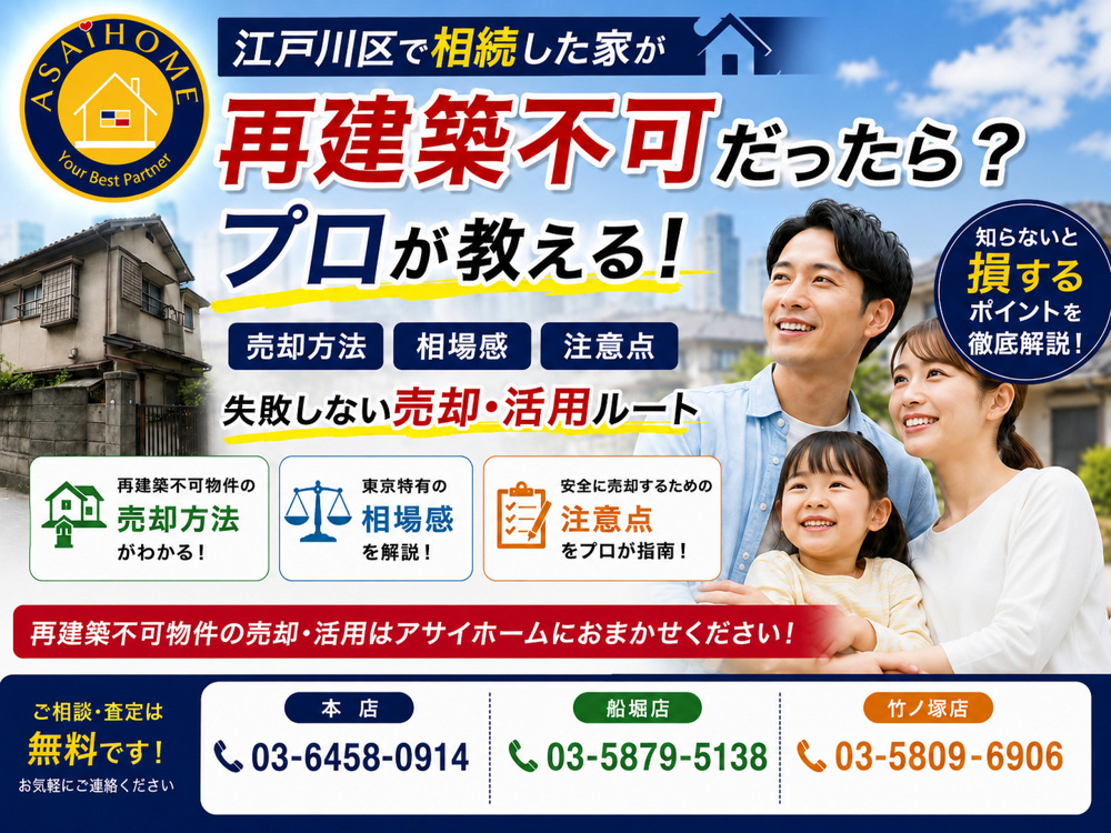 【江戸川区】相続した家が再建築不可だったら？プロが教える失敗しない売却・活用方法を徹底解説！の画像