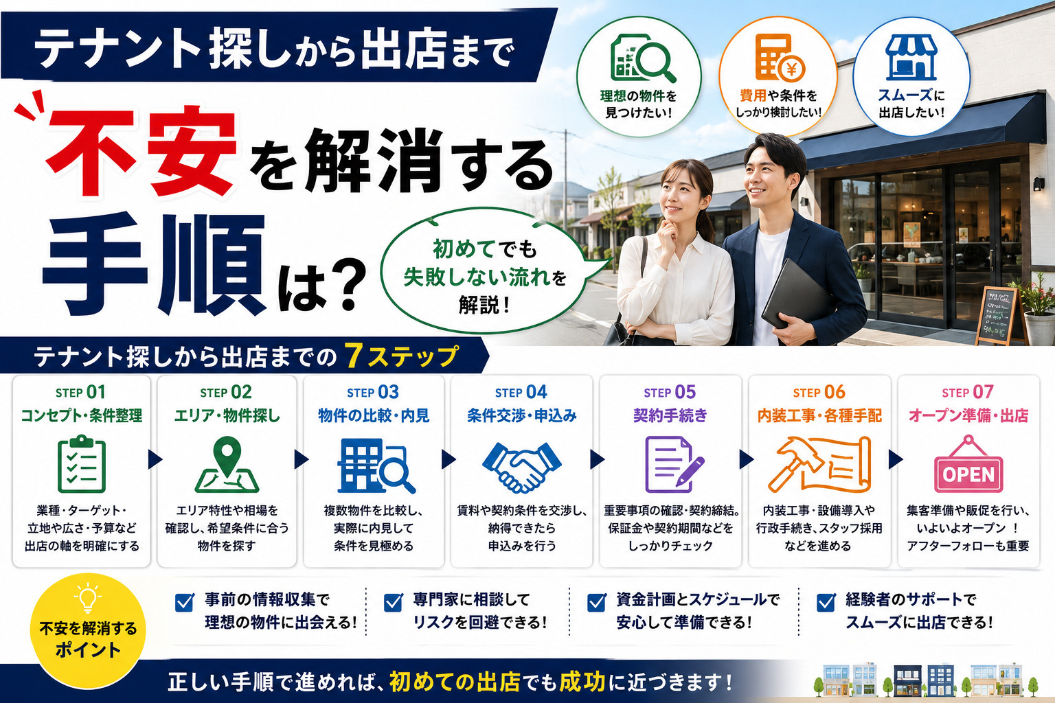 テナント探しから出店まで不安を解消する手順は？初めてでも失敗しない流れを解説の画像