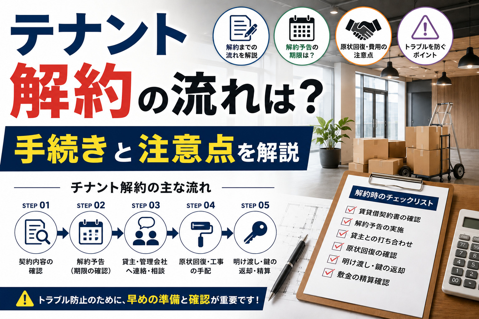 テナント解約の流れは?手続きと注意点を解説の画像