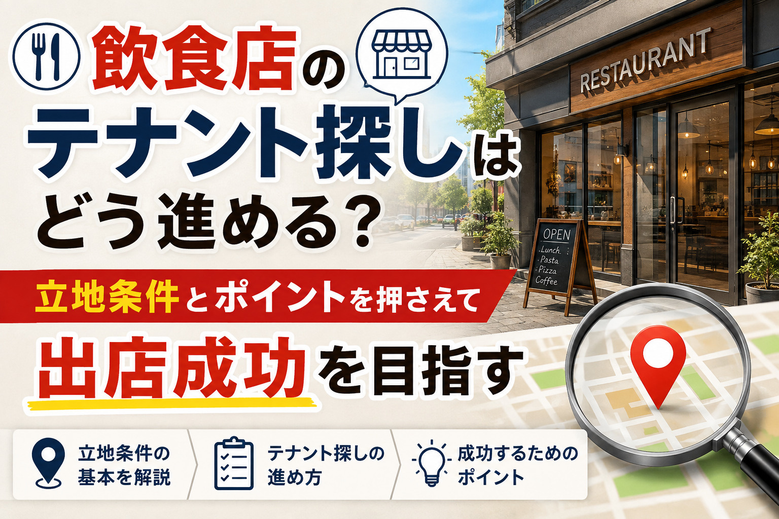 飲食店のテナント探しはどう進める？立地条件とポイントを押さえて出店成功を目指すの画像